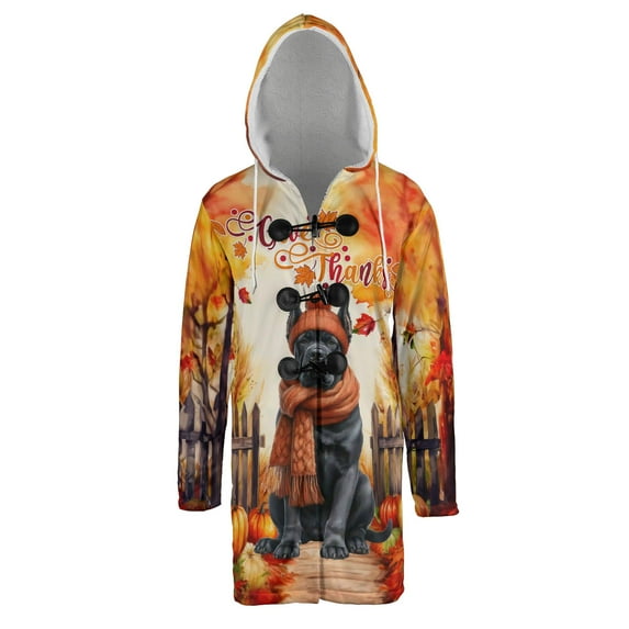 Happy Thanksgiving Cane Corso Give Thanks Fall Beanie Scarf Welcome All Over Print 3D Hooded Duffle Toggle Coat Italian Mastiff Dog Lover Gifts Idea - 00020