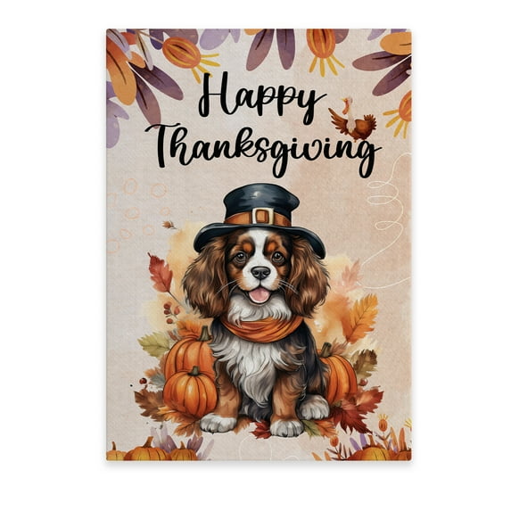Happy Thanksgiving Cavalier King Charles Spaniel Welcome Thankful Fall Autumn Vertical Matte Canvas Poster Dog Lover Gifts Wall Art Home Decor - 02021