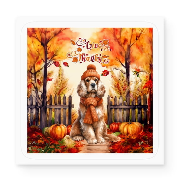 Happy Thanksgiving Cocker Spaniel Give Thanks Fall Beanie Scarf Welcome Vinyl Sticker Cockers Dog Lover Gifts Waterproof Decal Art Decor - 00020