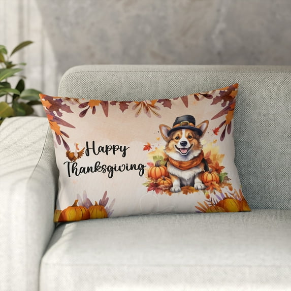 Happy Thanksgiving Corgi Welcome Thankful Fall Autumn Pumpkin Pillowcase Double Sided Welsh Corgi Dog Lover Gifts Idea Pillow Case Covers - 02021