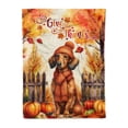 thumbnail image 1 of Happy Thanksgiving Dachshund Give Thanks Fall Beanie Scarf Welcome Cozy Fleece Blanket Wiener Dog Lover Gifts Idea Warm Soft Throw Blanket - 00020, 1 of 5