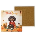 thumbnail image 1 of Happy Thanksgiving Dachshund with Turkey Pumpkins Autumn Vibes Set of 4 Stone Coasters Wiener Dog Lover Gifts Idea 4x4in Absorbent Soapstone Coaster - 12018, 1 of 5