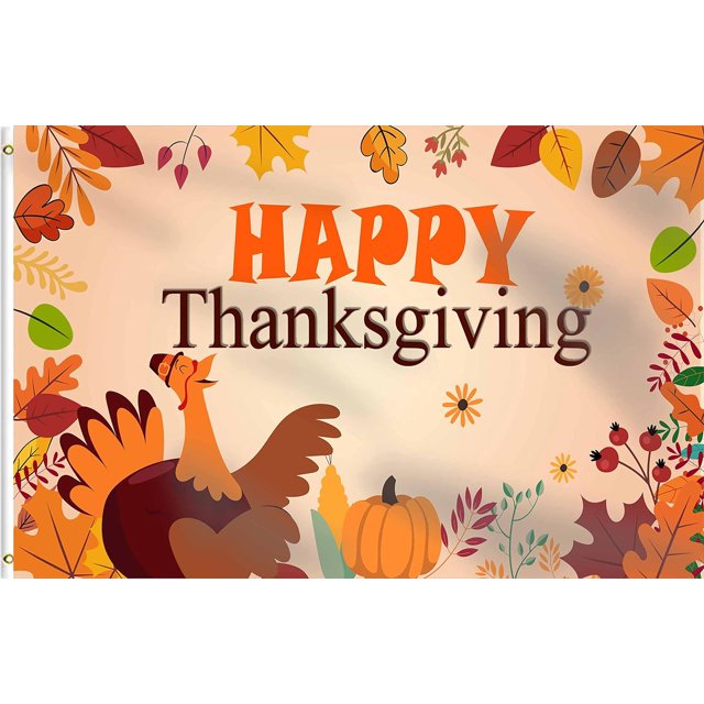 Happy Thanksgiving Day Flag 3x5 Ft Flags,Autumn Harvest Maple Leaves ...