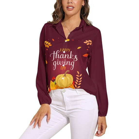 Happy Thanksgiving Day Long Sleeve Blouse Woman Streetwear Casual Shirts Summer Oversize Woman Streetwear Clothing Birthday Present