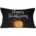 thumbnail image 1 of Happy Thanksgiving Day Pillow Covers Fall Decor Pumpkin Pillow Cover, Thanksgiving Gifts Pillow Case Cotton Linen Black Cushion Cover 12x20 Inch Lumbar Rectangle Pillowcase for Sofa, 1 of 4