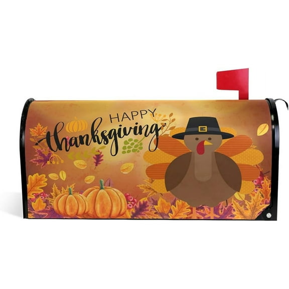 Happy Thanksgiving Day Turkey Pumpkin Magnetic Mailbox Cover Maple Leaves Sunflower Autumn Fall Harvest Welcome Mail Box Covers Letter Post Oversized 18 X 21