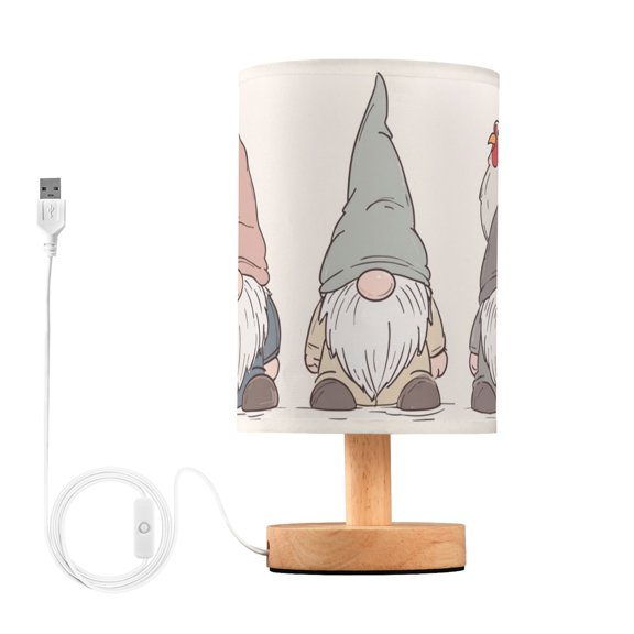 Happy Thanksgiving Day with Cute Dwarfs Table Lamp with USB Port LED Warm Light Lamp Night Light Home Decor