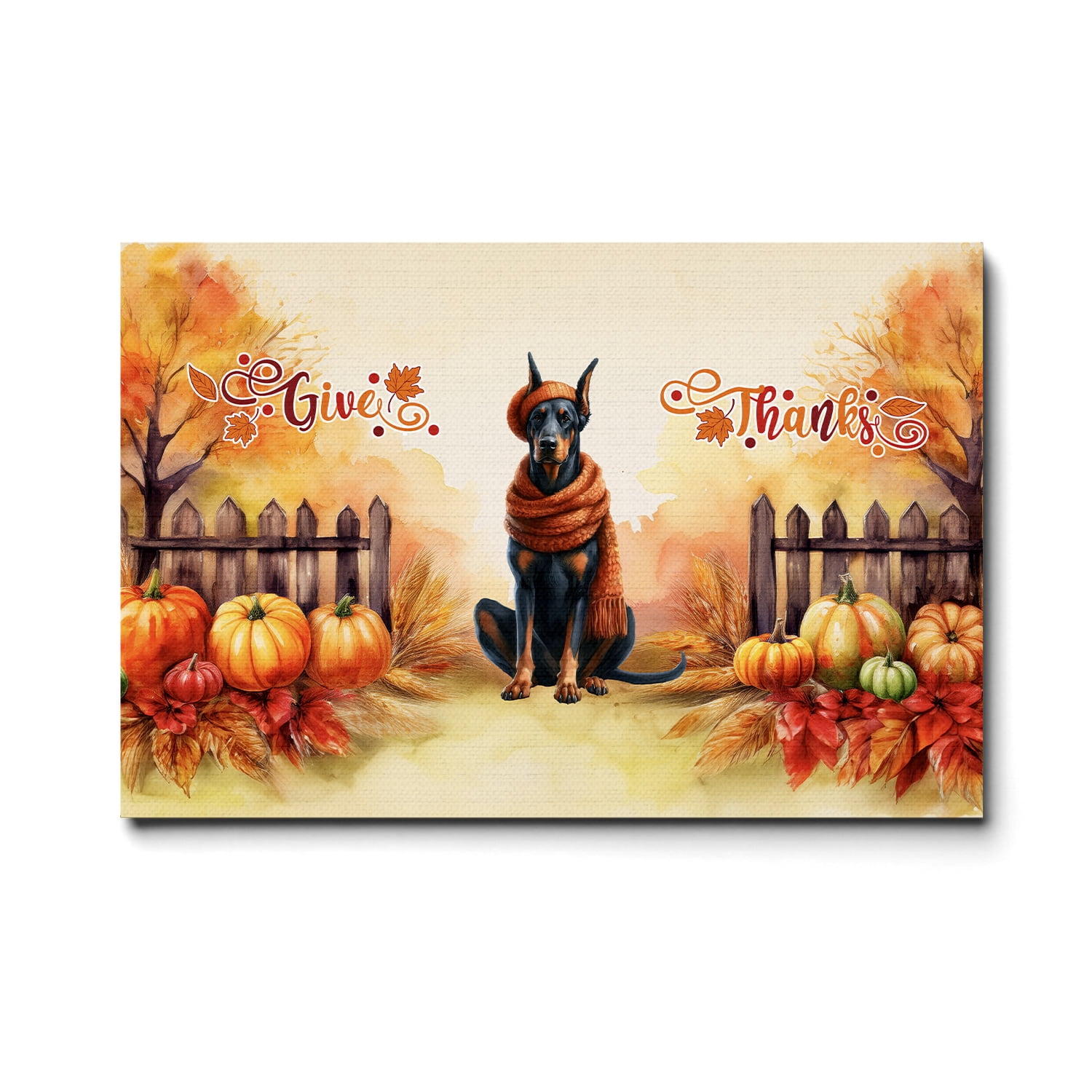 Happy Thanksgiving Doberman Pinscher Give Thanks Fall Beanie Scarf ...
