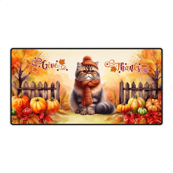 Happy Thanksgiving Exotic Shorthair Give Thanks Fall Beanie Scarf Welcome Desk Mat Full Keyboard Mouse Pad Cat Lover Kitten Owner Gifts Large Mousepad - 00020