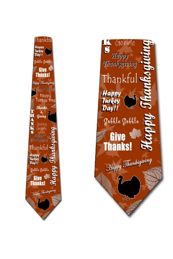 Happy Thanksgiving Fall Orange Neckties Mens Holiday Tie by Three Rooker