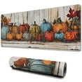 thumbnail image 1 of Happy Thanksgiving Fall Pumpkin Large Gaming Mouse Pad Extended Desk Mouse Pad with Stitched Edges, Non-Slip Base, Water Resist Keyboard Pad for Gamer, Office & Home, 31.5 X 11.8 in, 1 of 7