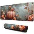 thumbnail image 1 of Happy Thanksgiving Fall Pumpkin Rose Large Gaming Mouse Pad Extended Mouse Pads with Stitched Edges, Non-Slip Base, Water Resist Keyboard Pad for Gamer, Office & Home, 31.5 X 11.8 in, 1 of 7