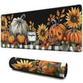 thumbnail image 1 of Happy Thanksgiving Fall Pumpkin Sunflower Large Gaming Mouse Pad Extended Desk Mouse Pad with Stitched Edges, Non-Slip Base, Water Resist Keyboard Pad for Gamer, Office & Home, 31.5 X 11.8 in, 1 of 7