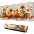 thumbnail image 1 of Happy Thanksgiving Fall Pumpkin Sunflower Large Gaming Mouse Pad Extended Mouse Pads with Stitched Edges, Non-Slip Base, Water Resist Keyboard Pad for Gamer, Office & Home, 31.5 X 11.8 in, 1 of 7