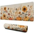 thumbnail image 1 of Happy Thanksgiving Fall Pumpkin Sunflower Large Gaming Mouse Pad Extended Mousepad Gaming with Stitched Edges, Non-Slip Base, Water Resist Keyboard Pad for Gamer, Office & Home, 31.5 X 11.8 in, 1 of 7