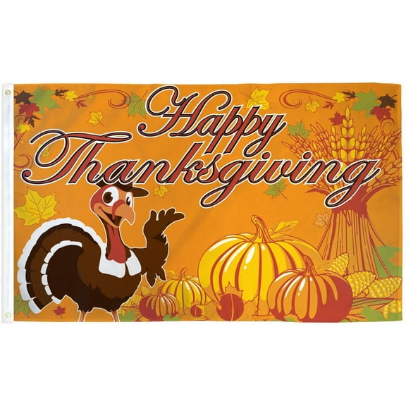 Happy Thanksgiving Flag 3X5Ft Happy Turkey Thanksgiving Decor Cute Holiday Flag