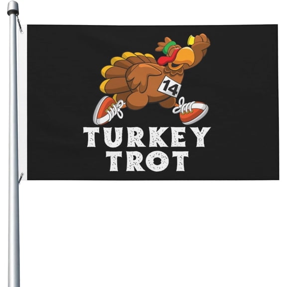 Happy Thanksgiving Flag Turkey Trot Flag Double Sided Vintage Flag Outdoor Banner For House 3x5 Ft, Turkey Trot Tapestry For Bedroom