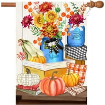 Happy Thanksgiving Flags,Thanksgiving Garden Flag 28 x 40 Inch Thanksgiving House Flag Double-Sided 2 Layer Fall House Flag For Thanksgiving Decoration
