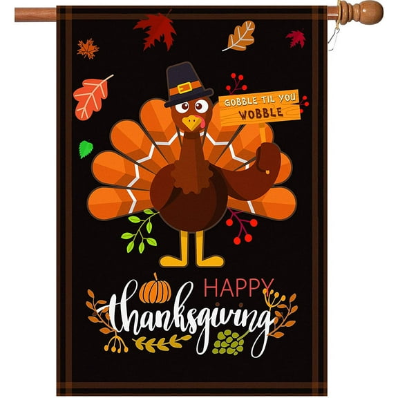 Happy Thanksgiving Flags,Thanksgiving Garden Flag 28 x 40 Inch Thanksgiving House Flag Double-Sided 2 Layer Thanksgiving Turkey House Flag For Thanksgiving Decoration