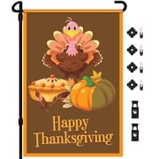 Happy Thanksgiving Garden Flag, Bonus Flag Pole & Clip Included