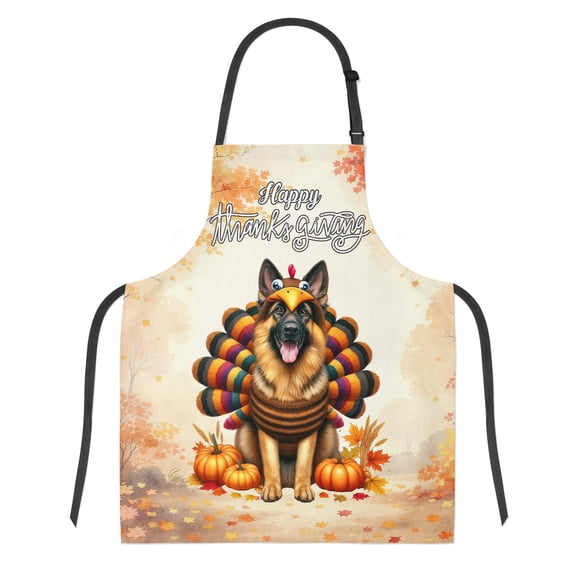 Happy Thanksgiving German Shepherd Turkey Costume Pumpkins Autumn Leaves Apron Alsatian Dog Lover Gifts for Cooking Grilling Baking Painting Gardening - 13014
