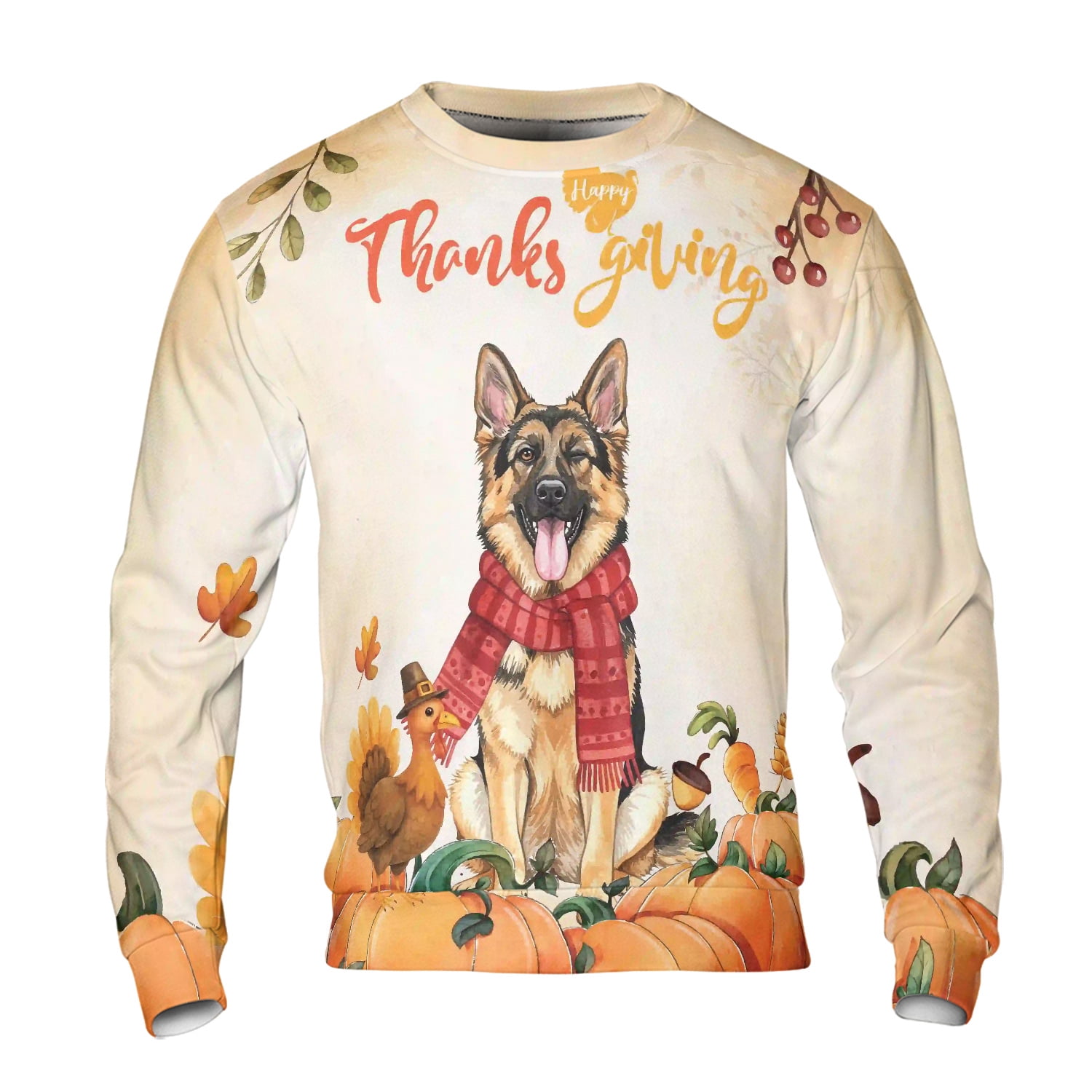 Happy Thanksgiving German Shepherd with Turkey Pumpkins Autumn Vibes ...