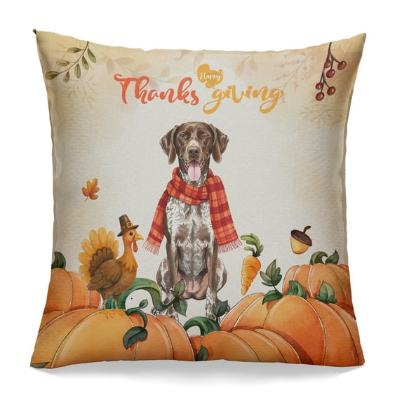 Happy Thanksgiving German Shorthaired Pointer with Turkey Pumpkins Autumn Vibes Pillowcase Double Sided GSP Lover Dog Gift Pillow Case Covers - 12018