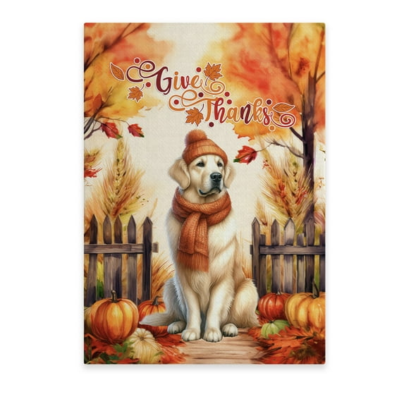 Happy Thanksgiving Golden Retriever Give Thanks Fall Beanie Scarf Welcome Vertical Matte Canvas Poster Goldens Dog Lover Gifts Idea Wall Art Home Decor - 00020