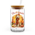 thumbnail image 1 of Happy Thanksgiving Goldendoodle Give Thanks Fall Beanie Scarf Welcome 16oz Glass Cup Mug Doodle Dog Lover Gifts Idea Glass Can with Bamboo Lid and Straw - 00020, 1 of 5