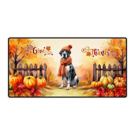 Happy Thanksgiving Great Dane Give Thanks Fall Beanie Scarf Welcome Desk Mat Full Keyboard Mouse Pad Danes Dog Lover Gifts Large Mousepad - 00020