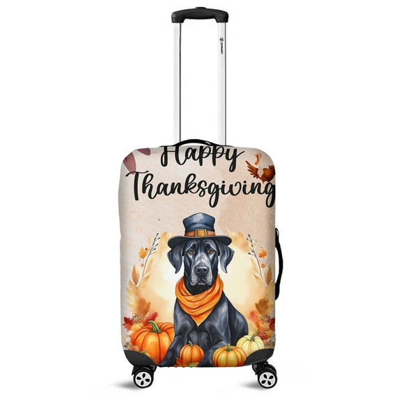 Happy Thanksgiving Great Dane Welcome Thankful Fall Autumn Pumpkin Travel Luggage Cover Danes Dog Lover Gifts Suitcase Dust Protective Decor - 02021
