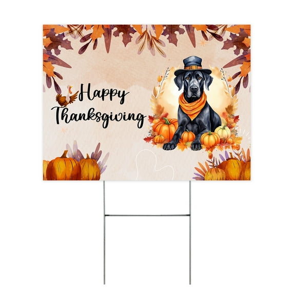 Happy Thanksgiving Great Dane Welcome Thankful Fall Autumn Pumpkin Yard Sign Danes Dog Lover Gifts Outdoor Home Lawn Garden Porch Decor - 02021