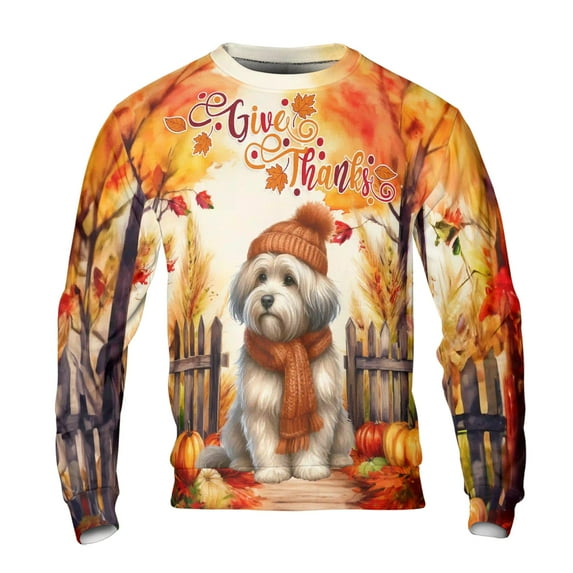 Happy Thanksgiving Havanese Give Thanks Fall Beanie Scarf Welcome All Over Print 3D Sweatshirt Unisex Merch Havanese Dog Lover Gifts Idea - 00020
