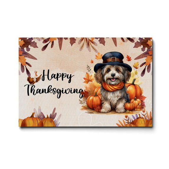 Happy Thanksgiving Havanese Welcome Thankful Fall Autumn Pumpkin Horizontal Matte Canvas Poster Havanese Dog Lover Gifts Idea Wall Art Home Decor - 02021