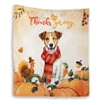 thumbnail image 1 of Happy Thanksgiving Jack Russell Terrier with Turkey Pumpkins Autumn Vibes Quilt Blanket Parson Jack Dog Lover Cozy Comforter Throw Blanket - 12018, 1 of 5