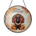 thumbnail image 1 of Happy Thanksgiving Labrador Retriever Turkey Costume Pumpkins Autumn Leaves Stained Glass Suncatcher Lab Dog Lover Gifts Window Hanging Sign Decor - 130144, 1 of 5