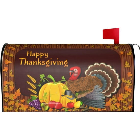 Happy Thanksgiving Mailbox Covers Magnetic Standard Size 18" X 21" Pumpkin Turkey Mailbox Cover Decorations Wrap