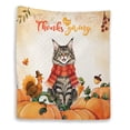 thumbnail image 1 of Happy Thanksgiving Maine Coon with Turkey Pumpkins Autumn Vibes Quilt Blanket Cat Lover Kitten Owner Gifts Cozy Comforter Throw Blanket - 12018, 1 of 5