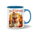 thumbnail image 1 of Happy Thanksgiving Manx Give Thanks Fall Beanie Scarf Welcome 11oz Accent Two-tone Mug Cat Lover Kitten Owner Gifts Coffee Tea Cup - 00020, 1 of 5