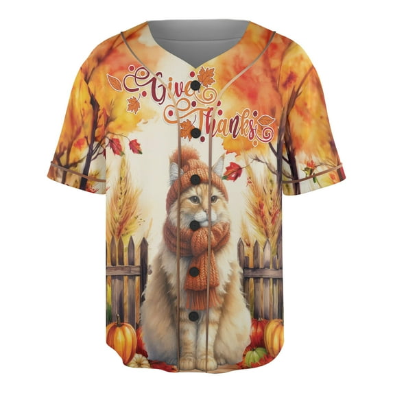 Happy Thanksgiving Manx Give Thanks Fall Beanie Scarf Welcome All Over Print 3D Baseball Shirt Cat Lover Kitten Owner Gifts Softball Sport - 00020