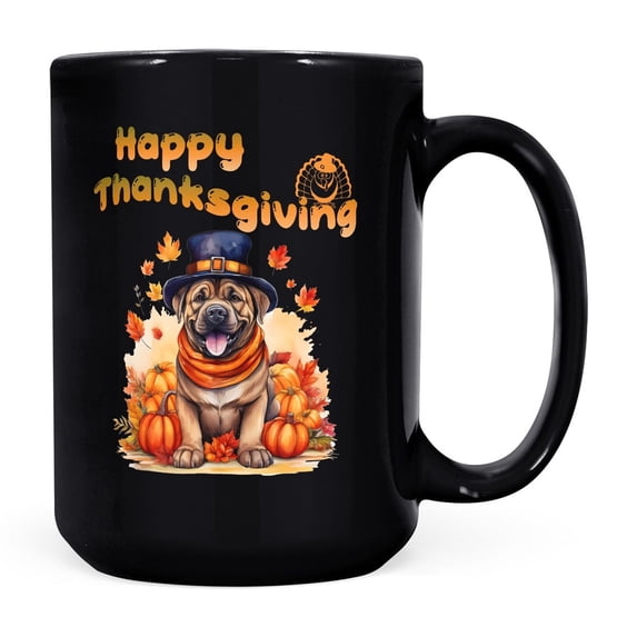 Happy Thanksgiving Mastiff Welcome Thankful Fall Autumn Pumpkin Mug Mastiffs Dog Lover Gifts Idea Coffee Tea Cup - 02021