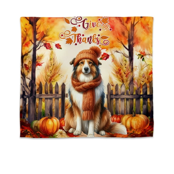 Happy Thanksgiving Miniature American Shepherd Give Thanks Fall Beanie Scarf Welcome Tapestry MAS Dog Lover Gifts Wall Hanging Backdrop Home Decor - 00020