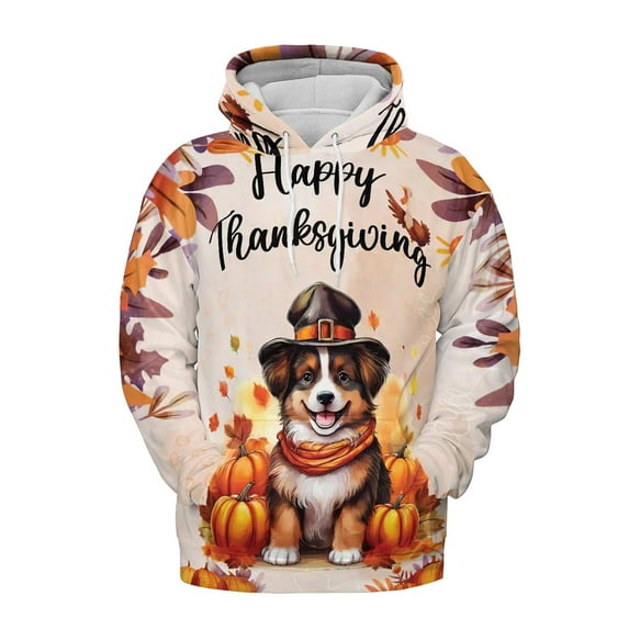 Happy Thanksgiving Miniature American Shepherd Welcome Thankful Fall Autumn All Over Print 3D Hoodie Unisex Merch Hoodies MAS Dog Lover Gifts - 02021