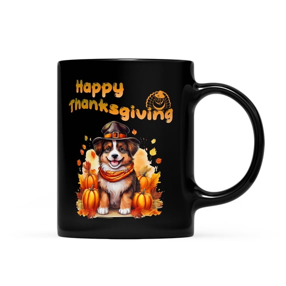 Happy Thanksgiving Miniature American Shepherd Welcome Thankful Fall Autumn Mug MAS Dog Lover Gifts Coffee Tea Cup - 02021