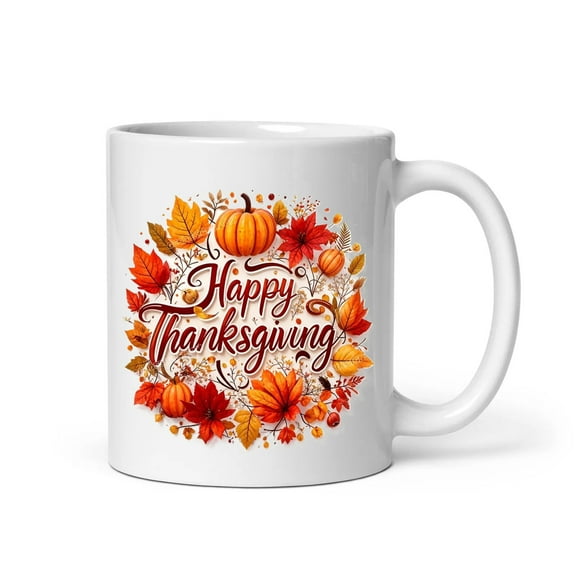 Happy Thanksgiving Mug, Fall Pumpkin Coffee Cup, Autumn Harvest Ceramic Mug, Thanksgiving Gift for Friends and Family