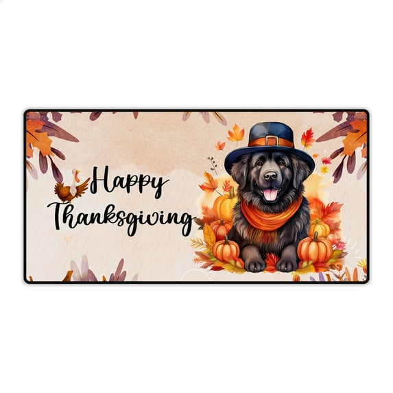 Happy Thanksgiving Newfoundland Welcome Thankful Fall Autumn Pumpkin Desk Mat Full Keyboard Mouse Pad Newfie Dog Lover Gifts Large Mousepad - 02021