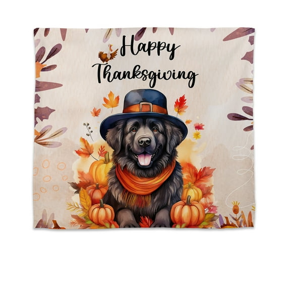 Happy Thanksgiving Newfoundland Welcome Thankful Fall Autumn Pumpkin Tapestry Newfie Dog Lover Gifts Wall Hanging Backdrop Home Decor - 02021