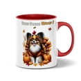 thumbnail image 1 of Happy Thanksgiving Papillon Turkey Costume Pumpkins Autumn Leaves 11oz Accent Two-tone Mug Pap Butterfly Dog Lover Coffee Tea Cup - 130144, 1 of 5