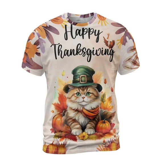 Happy Thanksgiving Persian Welcome Thankful Fall Autumn Pumpkin All Over Print 3D Shirt Unisex Merch Cat Lover Kitten Owner Gifts - 02021