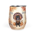 thumbnail image 1 of Happy Thanksgiving Pitbull Turkey Costume Pumpkins Autumn Leaves 12oz Stainless Steel Wine Tumbler Insulated Cup with Lid Terrier Dog Lover - 13014, 1 of 5